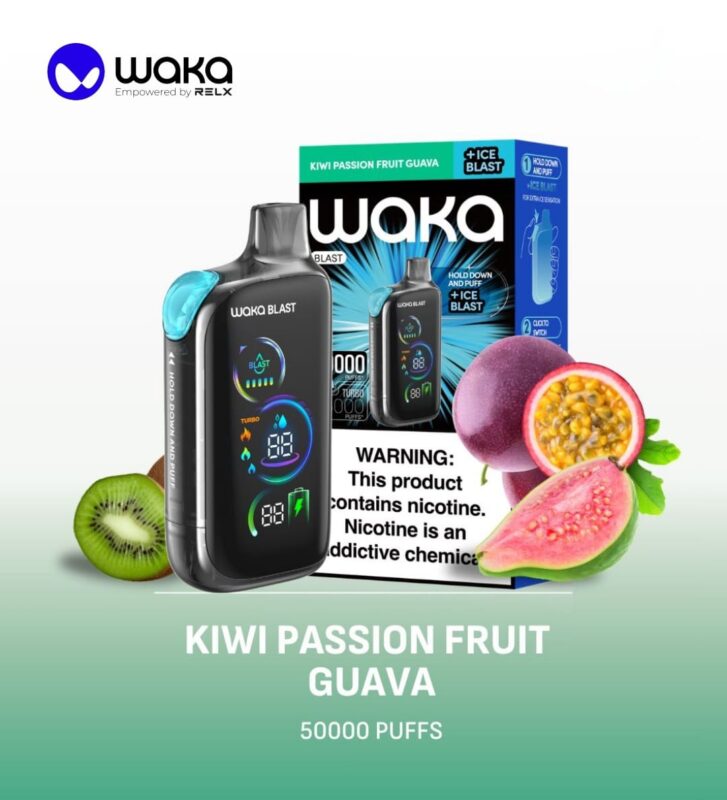 Waka Blast 50k Puffs Disposable Vape 50mg kiwi Passion Fruit Guava